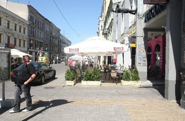 Ogródek zajmuje niemal cały chodnik.