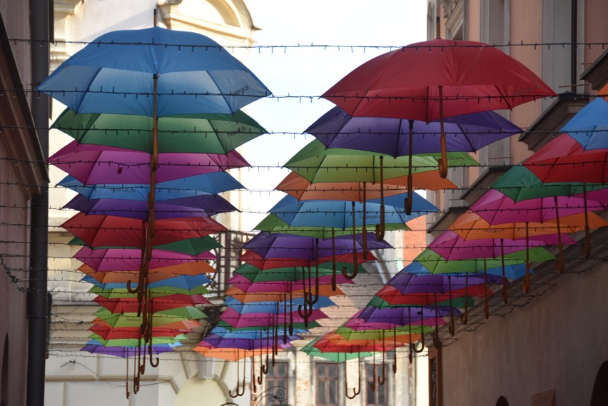 Parasolki nad ulicą Piekarską stanowią świetną reklamę dla...