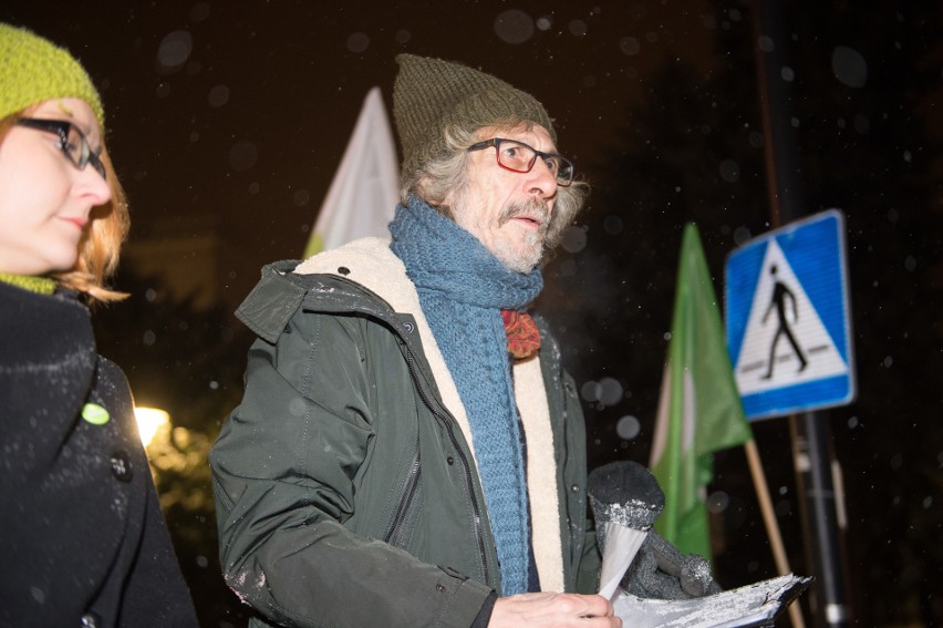 Protest przeciw odstrzałowi dzików pod Sejmem (9/01/2019)