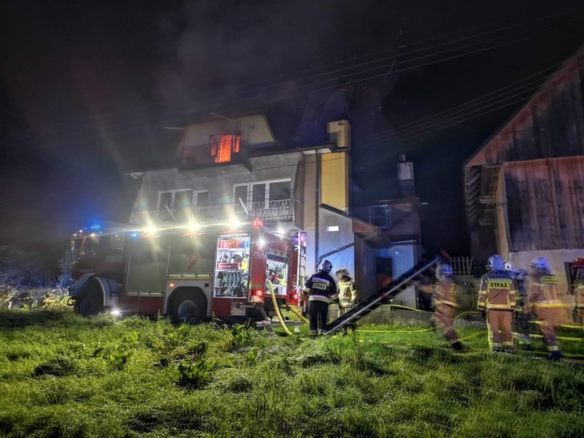 Pożar poddasza w Pcimiu