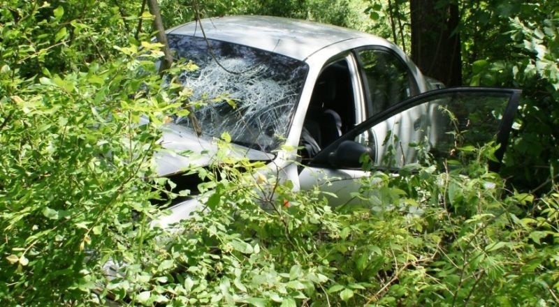 Daewoo zjechało na pobocze i uderzyło w drzewo. Kierowca zginął na miejscu. Zobacz zdjęcia