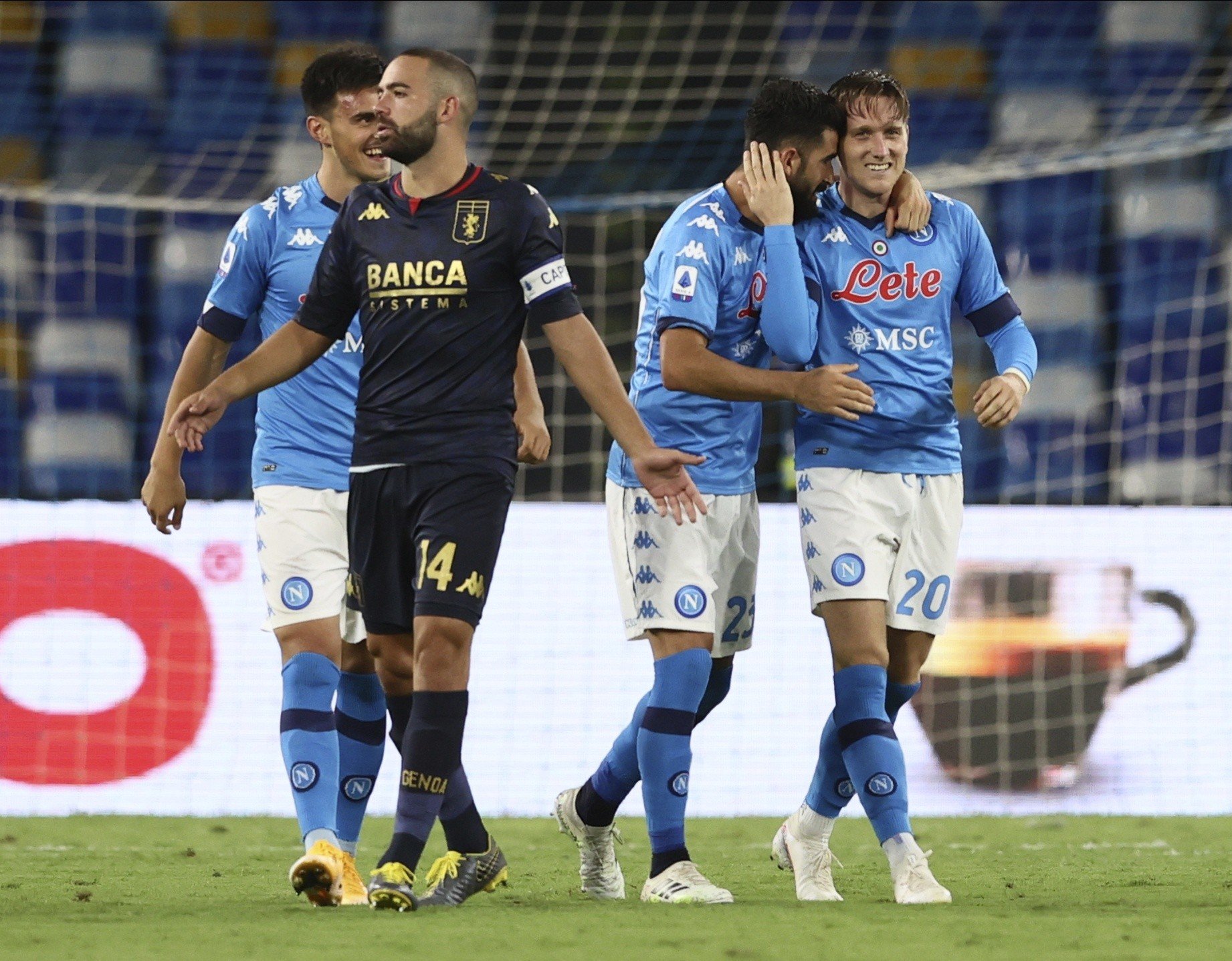 Andrea Masiello of Genoa CFC and Victor Osimhen of SSC Napoli