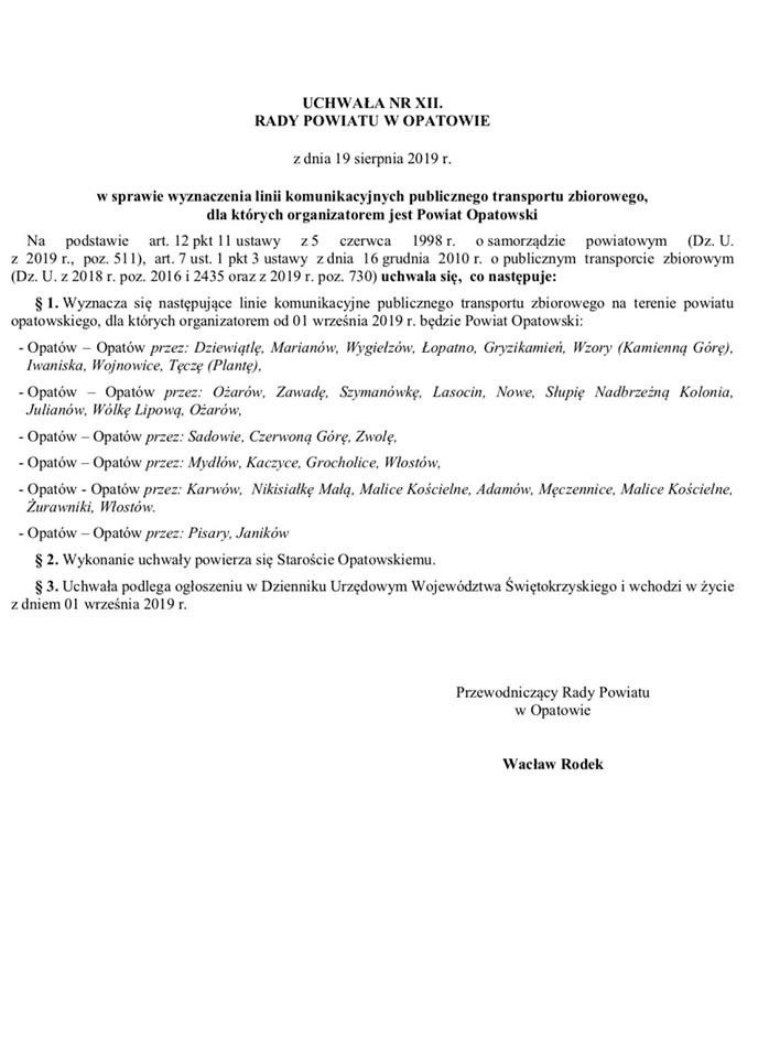 Sześć nowych linii autobusowych dla mieszkańców powiatu opatowskiego od 1 września. Dokąd?