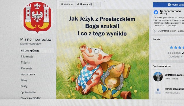Budząca kontrowersje książka "Jak Jeżyk z Prosiaczkiem Boga szukali i co z tego wynikło" była nagrodą w akcji czytelniczej prowadzonej na Facebooku przez miasto Inowrocław