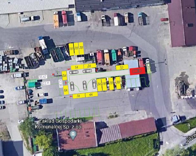 Grafika z programu funkcjonalnego - użytkowego dla nowego PSZOK-u w Wieliczce, pokazująca częściowo wygląd obiektu, który powstanie na działce przy ul. Jedynaka 30. Nowoczesny Punkt ma być gotowy do 30 kwietnia 2021 roku