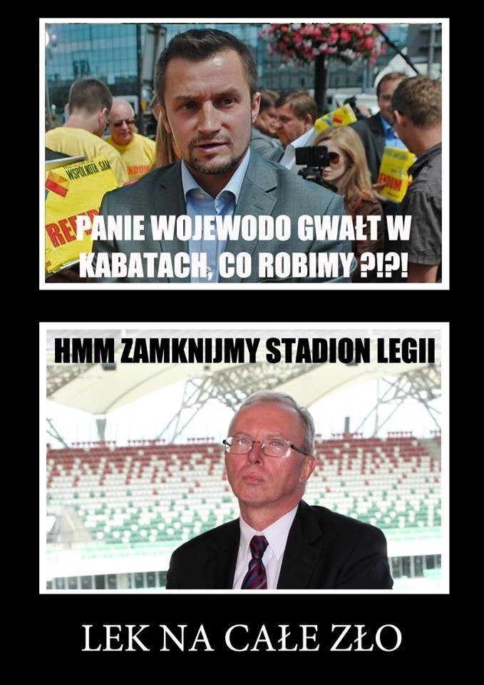 Memy kibiców ze strony "Zamknijmy stadion LEGII"