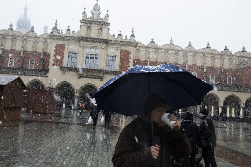 Zamieć śnieżna w Krakowie, 19.04.2017