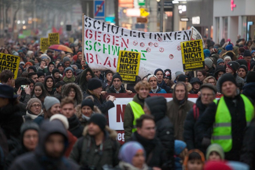 Protest przeciwko rządowi w Wiedniu