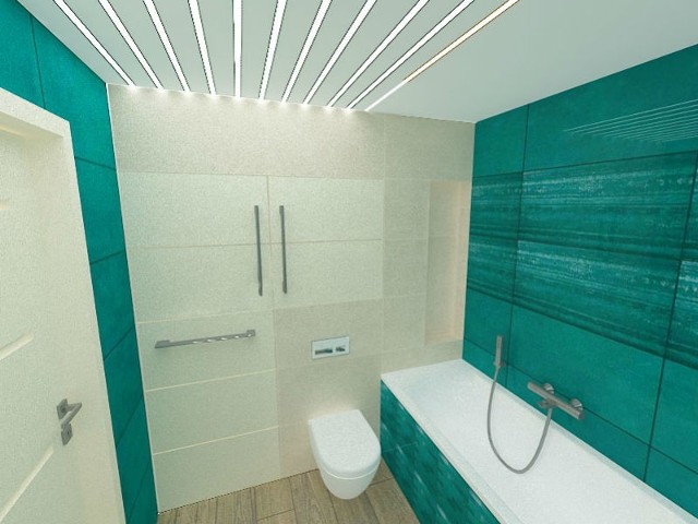 Wizualizacje łazienki wykonane przez Urszulę Gacek. Urządzając łazienkę, nie przesadzaj z dekorami. Im spokojniejsze zestawienie płytek dobierzesz do wykończenia ścian, tym więcej będziesz mógł "poszaleć&#8221; z ilością i rodzajem dodatków, które wymienia się częściej niż płytki.