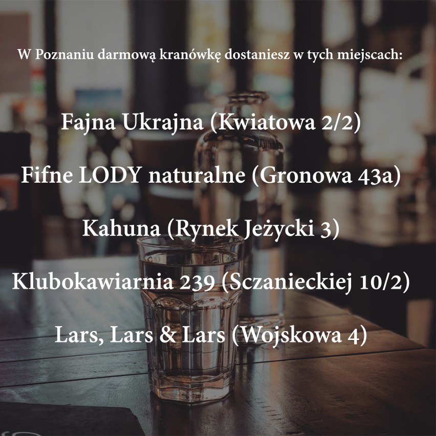 Woda do posiłku za darmo w restauracji? W Poznaniu jest 27 lokali, gdzie za kranówkę nie musisz płacić