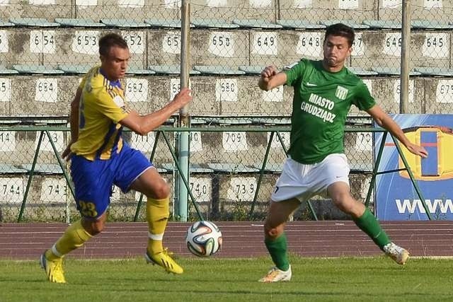 Sparing: Olimpia Grudziądz - Arka GdyniaW zielonej koszulce Arkadiusz Aleksander