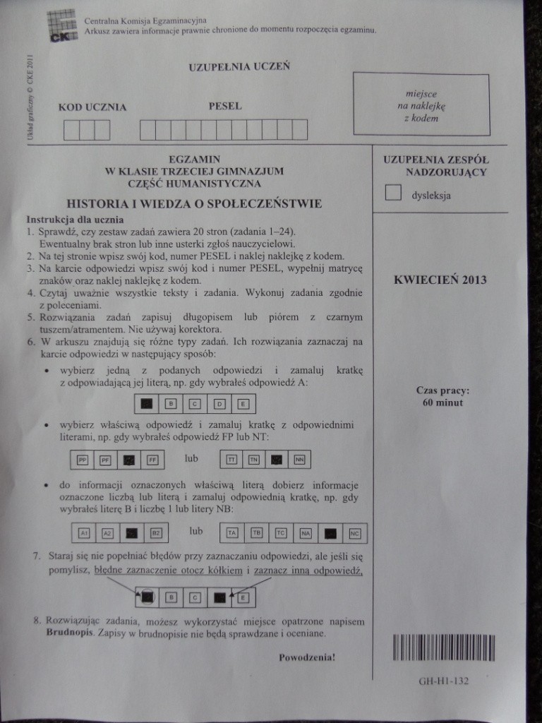 Egzamin gimnazjalny 2013: test z historii i WOS [ODPOWIEDZI]