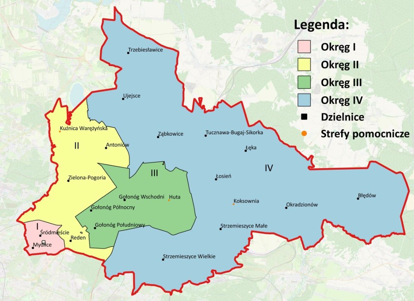 Dotychczas Dąbrowa Górnicza była podzielona na pięć okręgów...