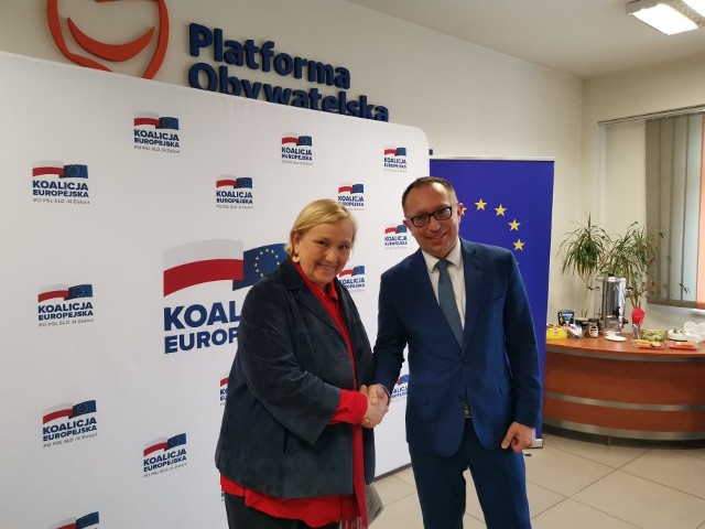 Europoseł i liderka listy Koalicji Europejskiej do europarlamentu Róża Thun oraz świętokrzyski poseł PO Artur Gierada.