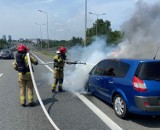 Na autostradzie A4 w Katowicach płonął samochód. Były utrudnienia w ruchu