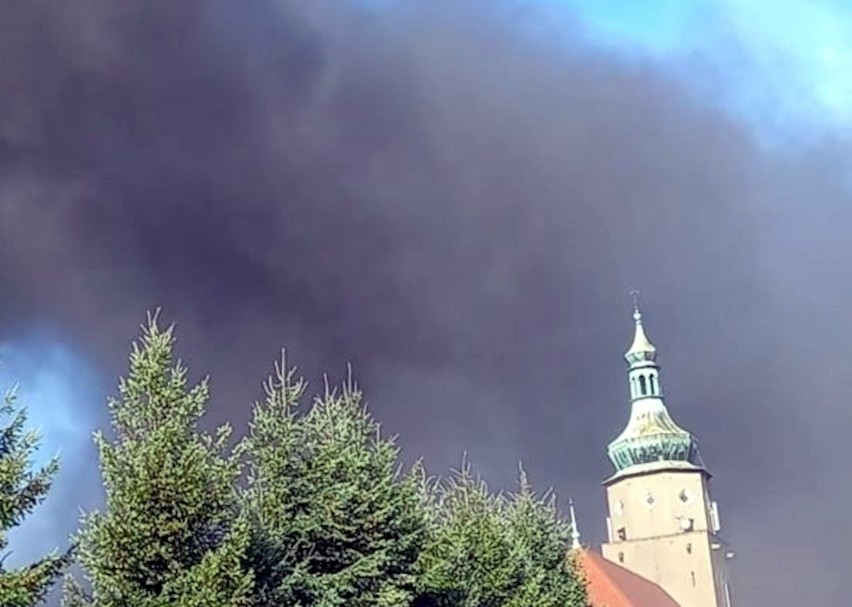 Z płonących ciężarówek w Bytomiu bił w niebo słup dymu,...