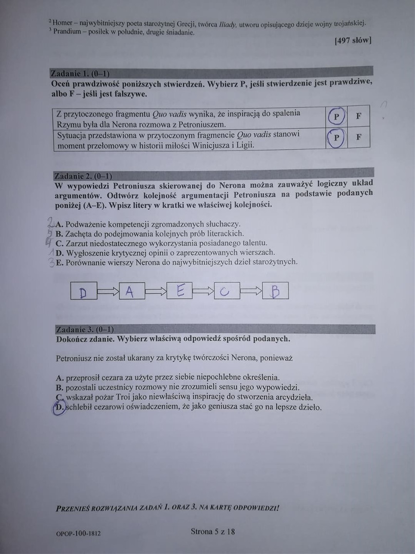 Egzamin ósmoklasisty Arkusze Język Polski 2018
