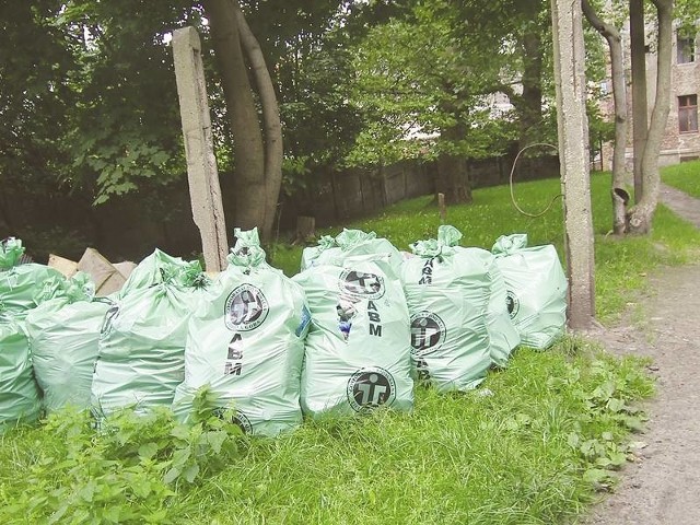 Przy Wrocławskiej wszystkie śmieci zostały zebrane w jedno miejsce. - W tym tygodniu będą wywożone - zapowiada Grzegorz Nowiński z ZGKiM.