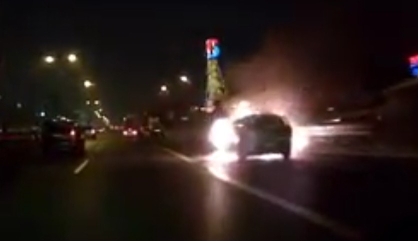 Pożar auta na DTŚ w Katowicach