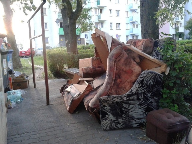 Altana śmietnikowa koło bloków przy ul. Kutrzeby w Gorzowie