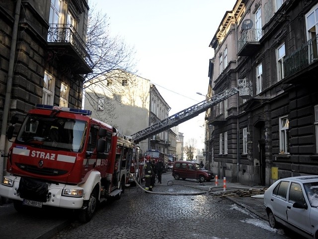 Miejsce pożaru na ul. Smolki w Przemyślu.