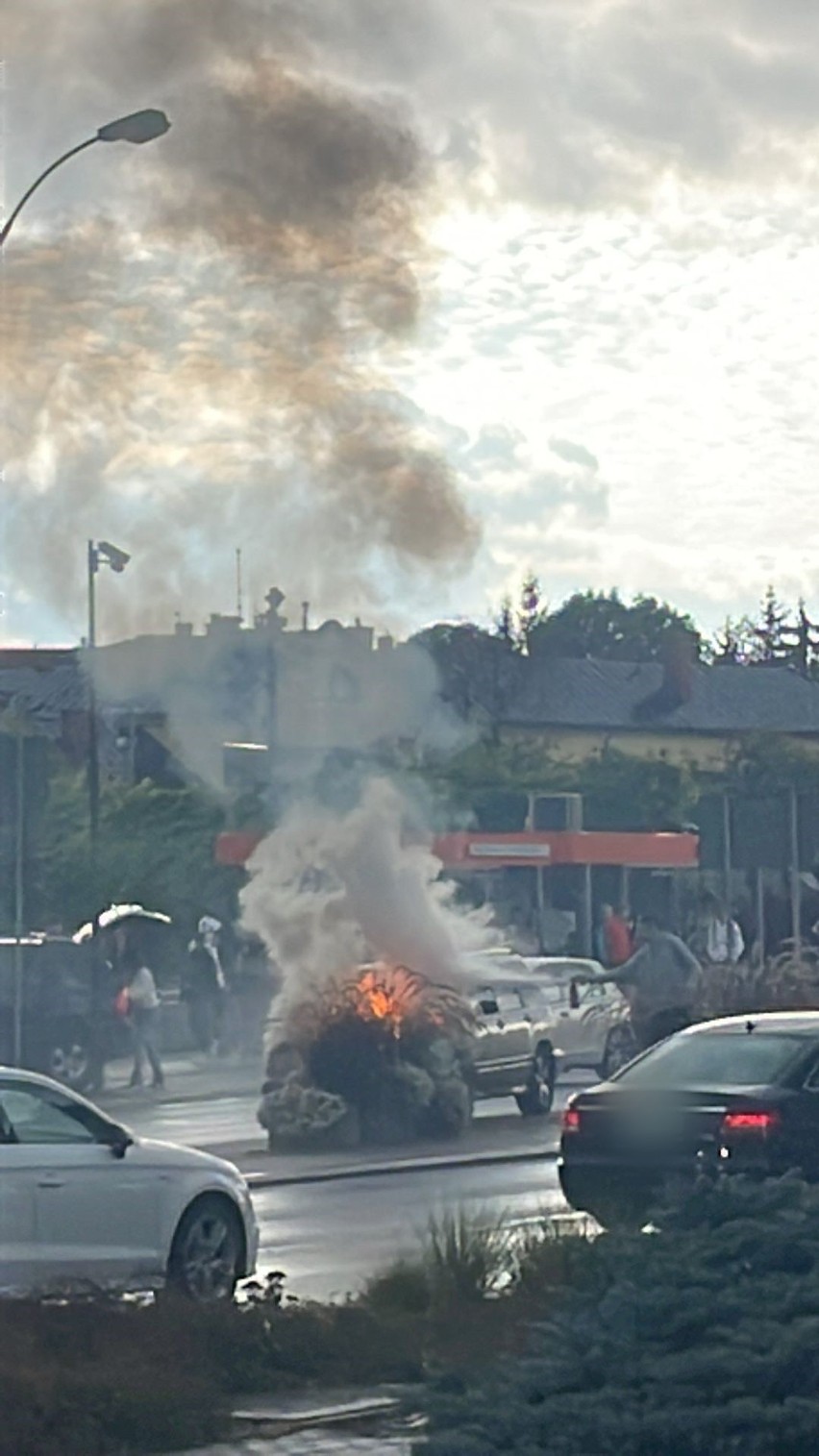 Zapalił się samochód w pobliżu "okrągłej kładki" w Rzeszowie 