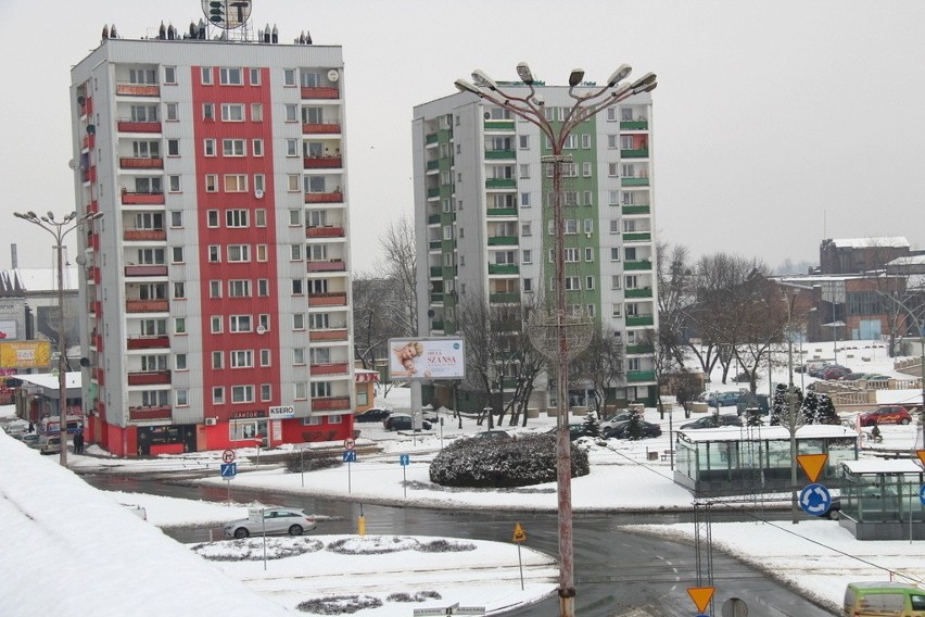 Śródmieście Dąbrowy Górniczej w zimowej odsłonie