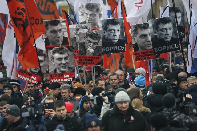 Marszu milczenia w Moskwie po zabójstwie Niemcowa.