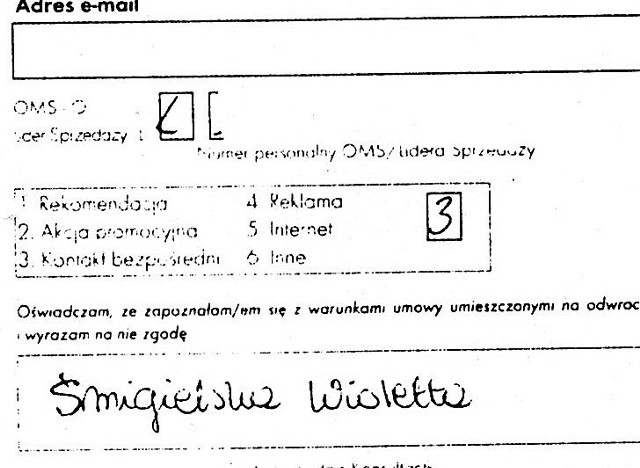 - Ten podpis poniżej nie jest mój - zaprzecza zdecydowanie Wioletta. Całą sprawę zamierza zgłosić na prokuraturę.