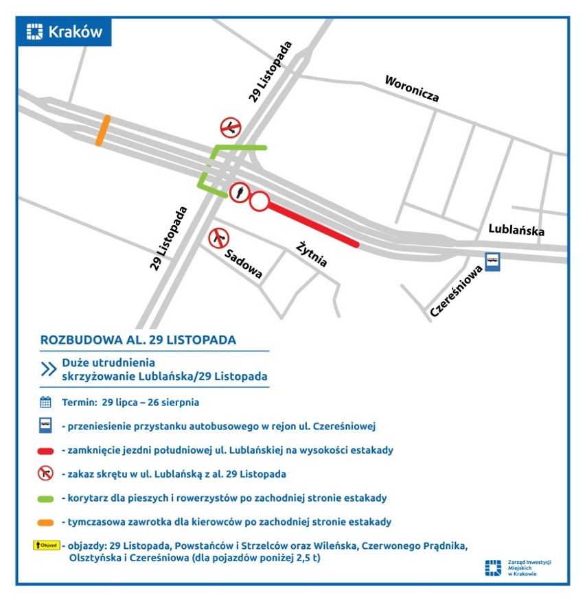 Przebudowa al. 29 Listopada i zmiany w organizacji ruchu
