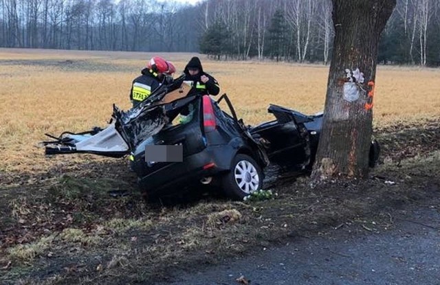 Wypadek na drodze wojewódzkiej 423 w Krępnej pod Zdzieszowicami.