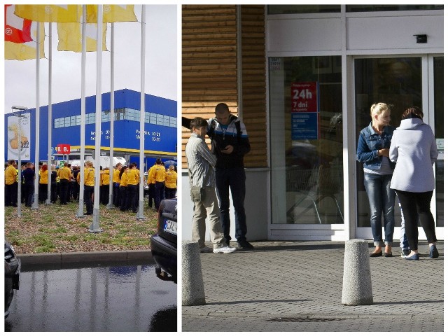 Ewakuacja pracowników w sklepie IKEA Bydgoszcz i zamknięte drzwi w Tesco.