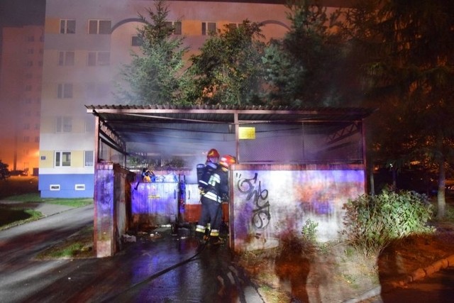 Seria podpaleń rozpoczęła się o godz. 22.30 na ul. św. Kazimierza. Stamtąd podpalacz przeniósł się na ul. Bartoka (w rejon hipermarketu Tesco). Kilka minut po godz. 23 mieszkańców Widzewa postawił na nogi potężny huk w rejonie numeru 39. Chwilę później znad stojącego między blokami śmietnika zaczął wydobywać się siwy i gryzący dym. Część lokatorów z niesmakiem zamykała okna swoich mieszkań, ci bardziej ciekawscy schodzili na dół sprawdzić, co się stało. W tym samym czasie przed pergolą przy ul. Bartoka 39 zaparkowały dwa wozy strażackie i radiowóz policji. Ratownicy przeprowadzili błyskawiczną akcję gaśnicą. Rozwinęli węże gaśnicze i podali wodę na płomienie. Zobacz zdjęcia-kliknij dalej