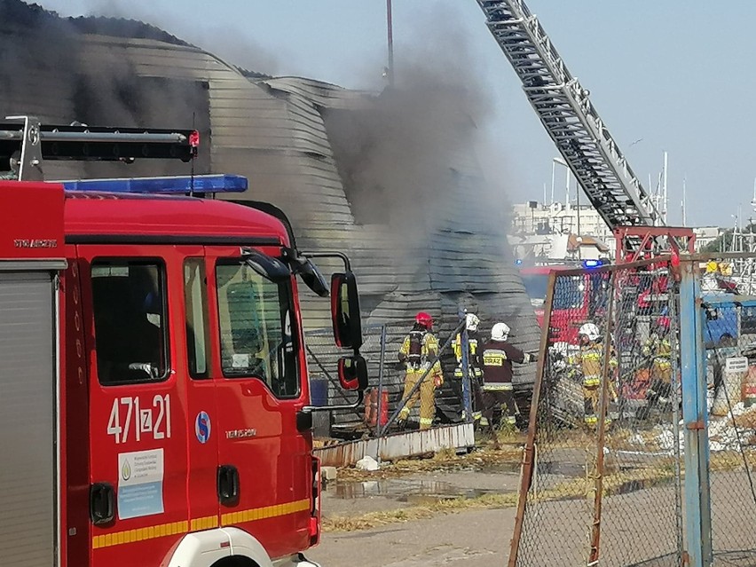 Pożar w porcie w Kołobrzegu