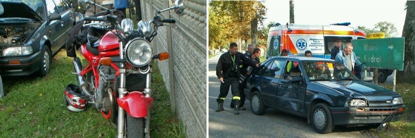 W Ładzinie motocyklista zderzył się z samochodem osobowym