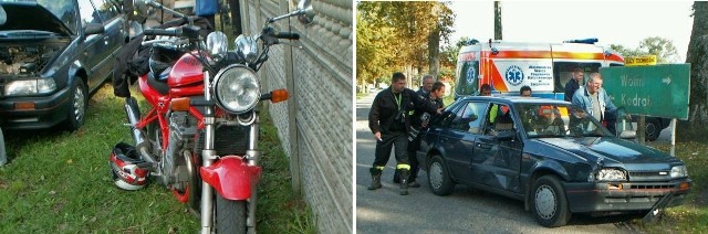 W Ładzinie motocyklista zderzył się z samochodem osobowym