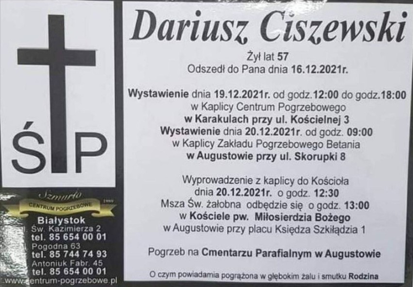 Dariusz Ciszewski nie żyje. Miał 57 lat. Pogrzeb odbędzie...