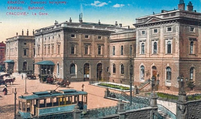 Dworzec kolejowy na pocztówce z początku wieku