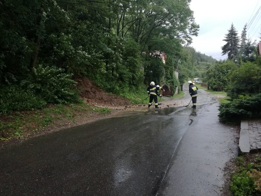 Strażacy walczą z powalonymi drzewami. Skutki opadów i porywów wiatru