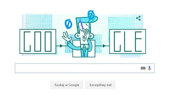 Google Doodle upamiętniające setną rocznicę urodzin Claude'a Shannona.