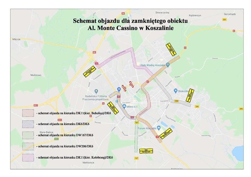 Wiadukt na al. Monte Cassino w Koszalinie zostanie zamknięty. Zmiany obowiązują od rana w piątek [MAPY]