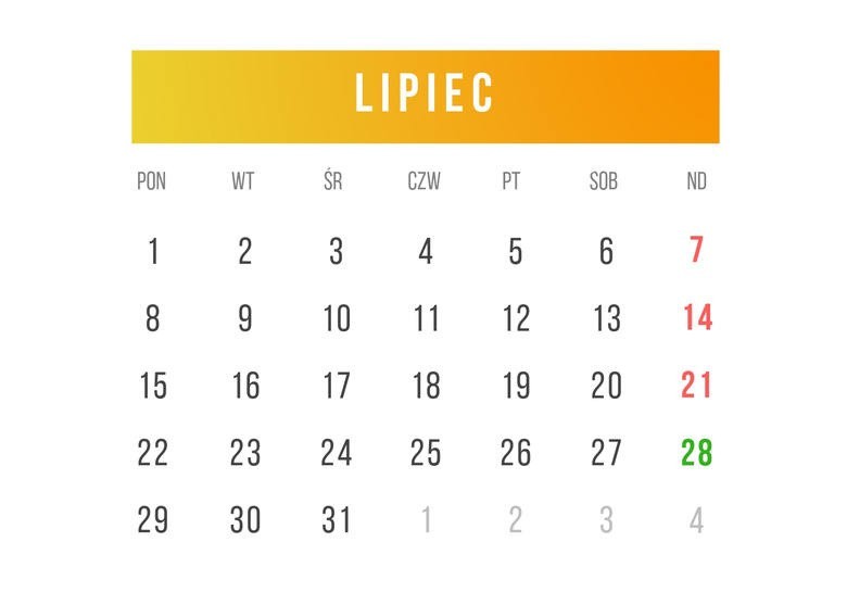 KALENDARZ NIEDZIEL HANDLOWYCH 2019 LIPIEC