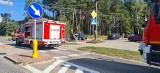 Wypadek w Augustowie w gminie Pionki. Zderzenie osobówki i motocykla na drodze wojewódzkiej, dwie osoby w szpitalu 