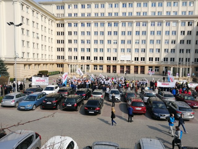 Protest związkowców Solidarności w Rzeszowie.