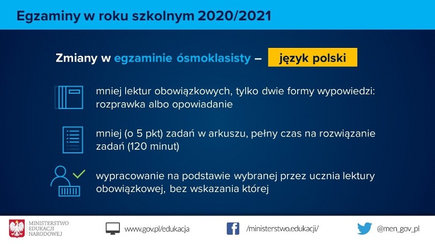 Egzamin ósmoklasisty i matura 2021. MEN szykuje zmiany z języka polskiego i matematyki. Zakres wymagań ograniczony o 20-30 proc.