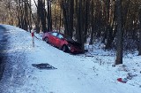 Powiat wyszkowski. Utrudnienia w ruchu na DK 62, niedaleko miejscowości Kamieńczyk. Samochód wypadł z drogi. 18.02.2021