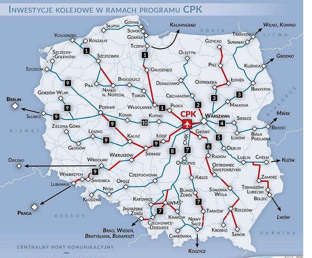 Ogólnopolska siec kolejowa związana z CPK