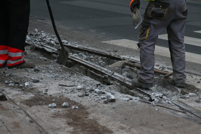 Awaria torowiska tramwajowego we Wrocławiu 9.11.2020