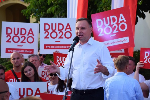 Bialystok 20.06.2020 rynek kosciuszki andrzej duda prezydent polski wiec wybory fot. jerzy doroszkiewicz