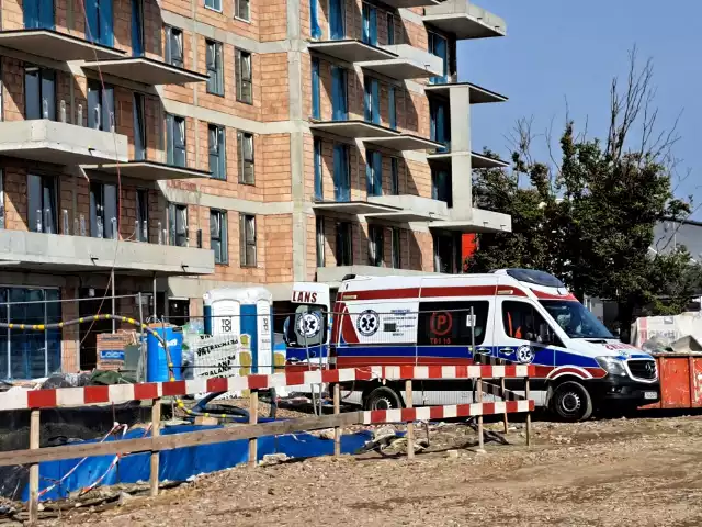 Na miejscu tragicznego wypadku na budowie w Kielcach.